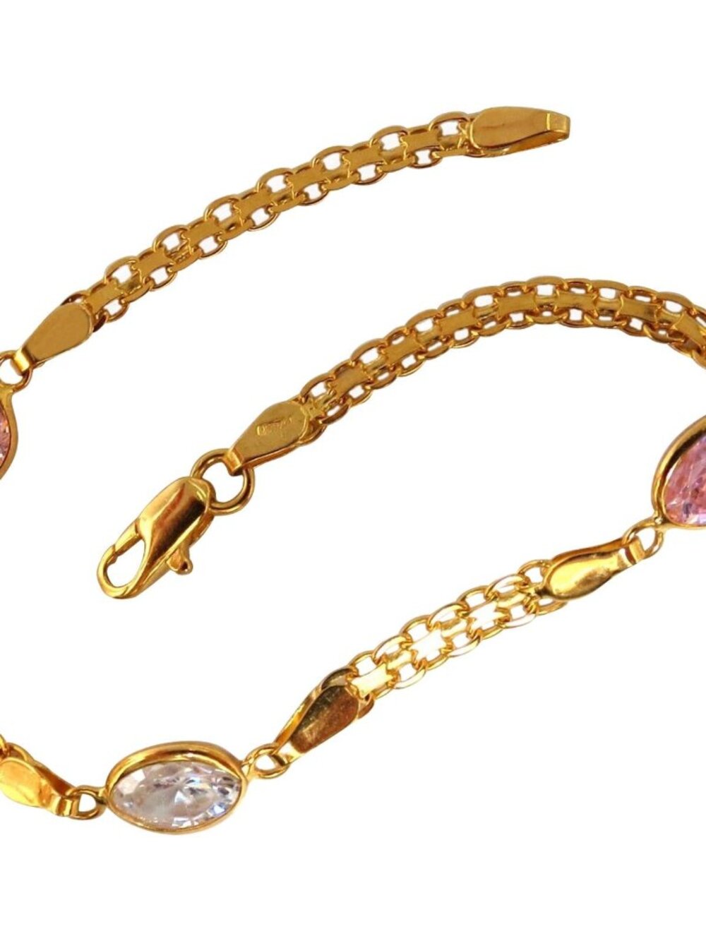 4.50 Carat Pink and White Stone Bracelet 14 Karat 12613*